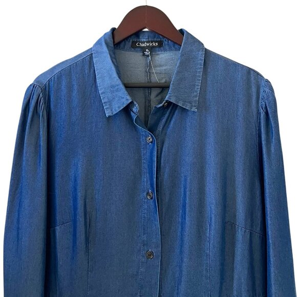 Chadwicks New Chambray Button Front Shirt Maxi Dress Size 16 - Picture 2 of 13